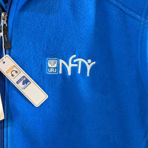Core 365 Bright Blue Fleece Vest Men’s 2XL, Full Zip with URJ NFTY Logo, NWT - Picture 4 of 16